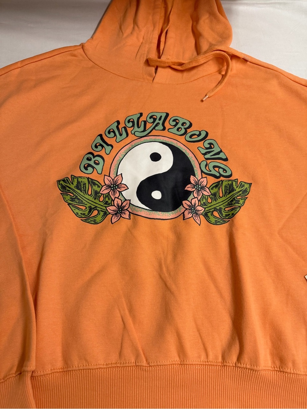 Billabong Orange Yin-Yang Floral Pullover Hoodie